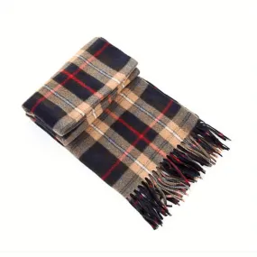 1pc British Plaid Couple Autumn And Winter Double-sided Fleece Neckwear, All-match Neckwear Tassel Plaid Warm Scarf For Men And Women