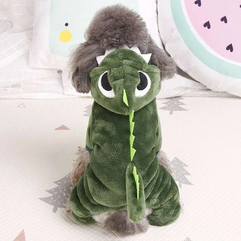 Adorable Dinosaur Dog Costume - Soft Fleece Jumpsuit for Pets