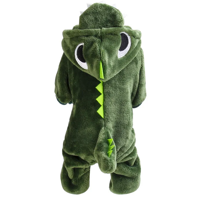 Adorable Dinosaur Dog Costume - Soft Fleece Jumpsuit for Pets