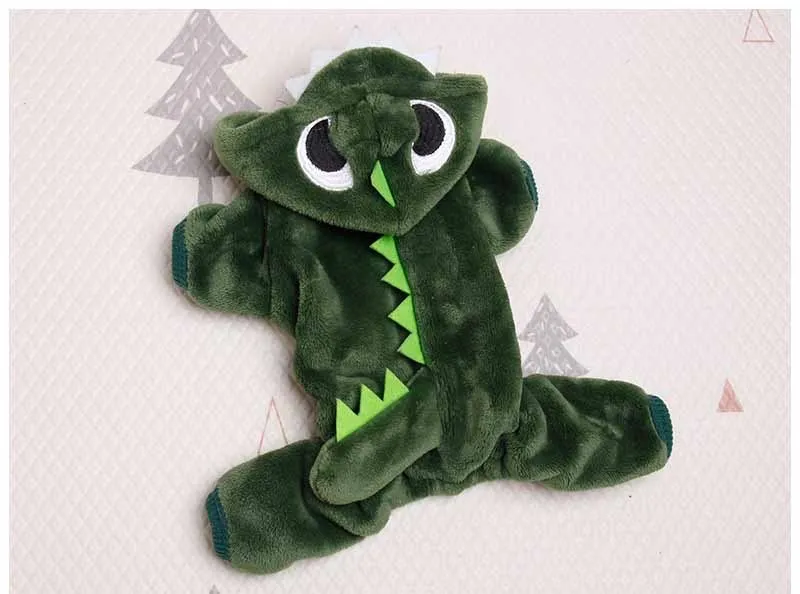 Adorable Dinosaur Dog Costume - Soft Fleece Jumpsuit for Pets