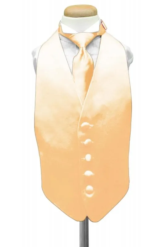 Apricot Luxury Satin Kids Tuxedo Vest