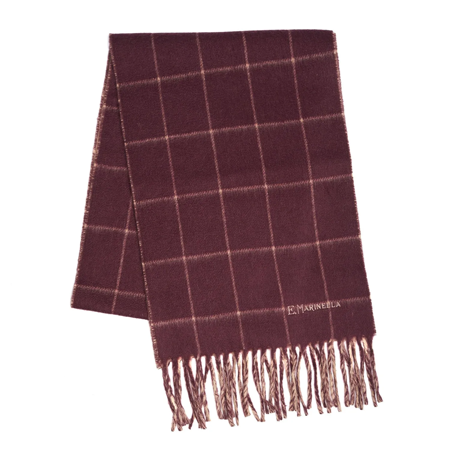 BEIGE AND BURGUNDY DOUBLE SCARF