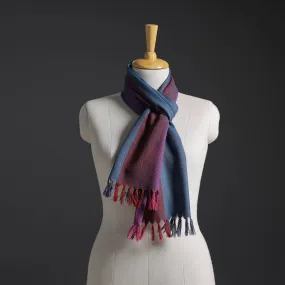 Blue - Kumaun Handwoven Pure Merino Wool Scarf 212