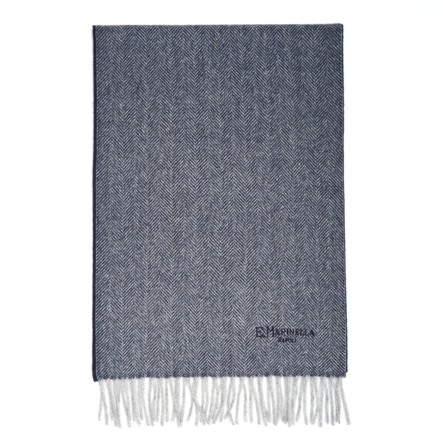 BLUE LIGHT PURE FRINGED SCARF