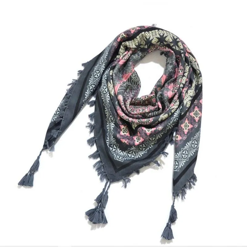 Bohemian Style Knitted Shawl Scarves with Chic Tassels