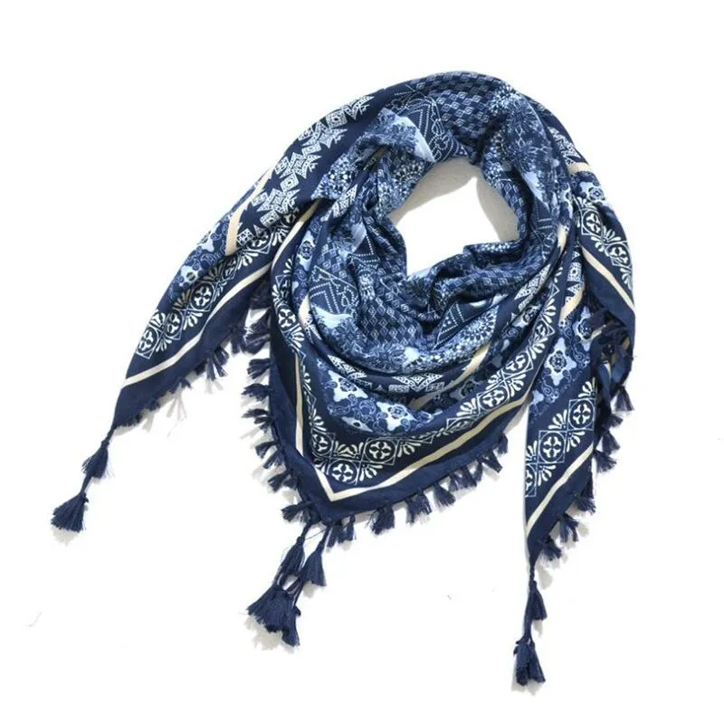 Bohemian Style Knitted Shawl Scarves with Chic Tassels