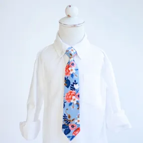 Boy's Necktie / Birch Floral In Periwinkle