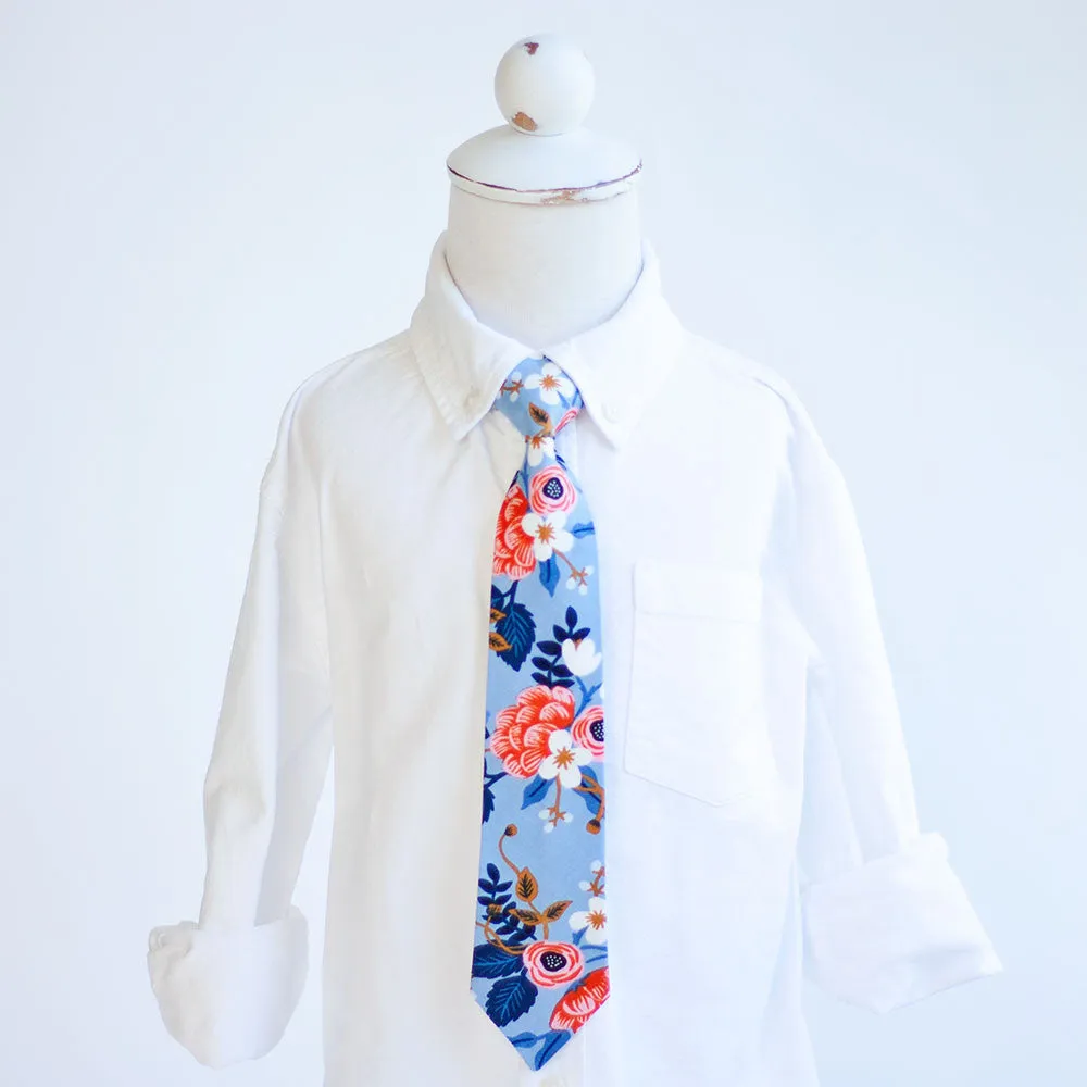 Boy's Necktie / Birch Floral In Periwinkle