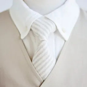 Boy's Necktie / Natural Linen Stripe