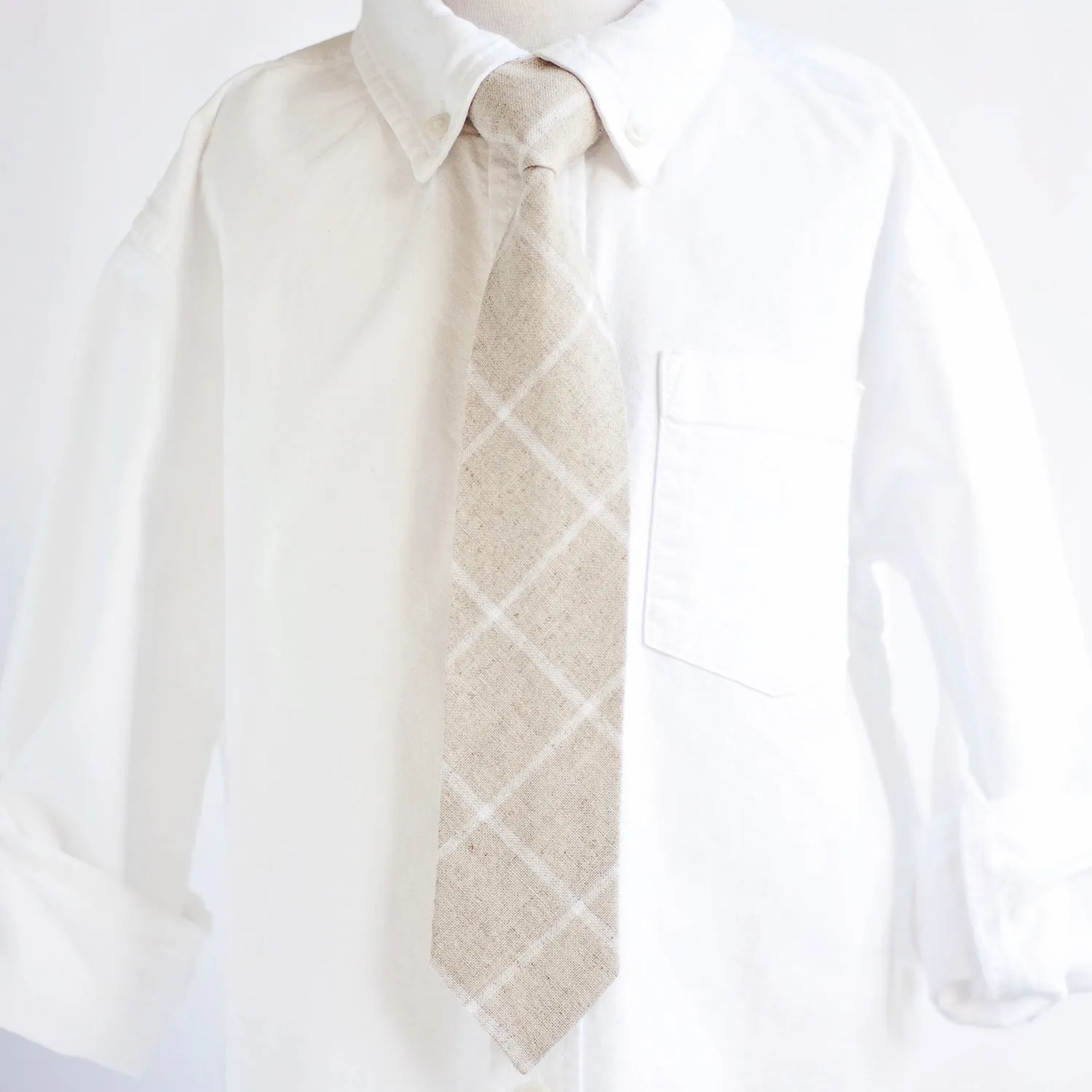 Boy's Pocket Square / Natural Linen Window Pane