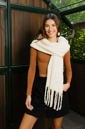 Bundled Up Cozy Knit Scarf with Tassels