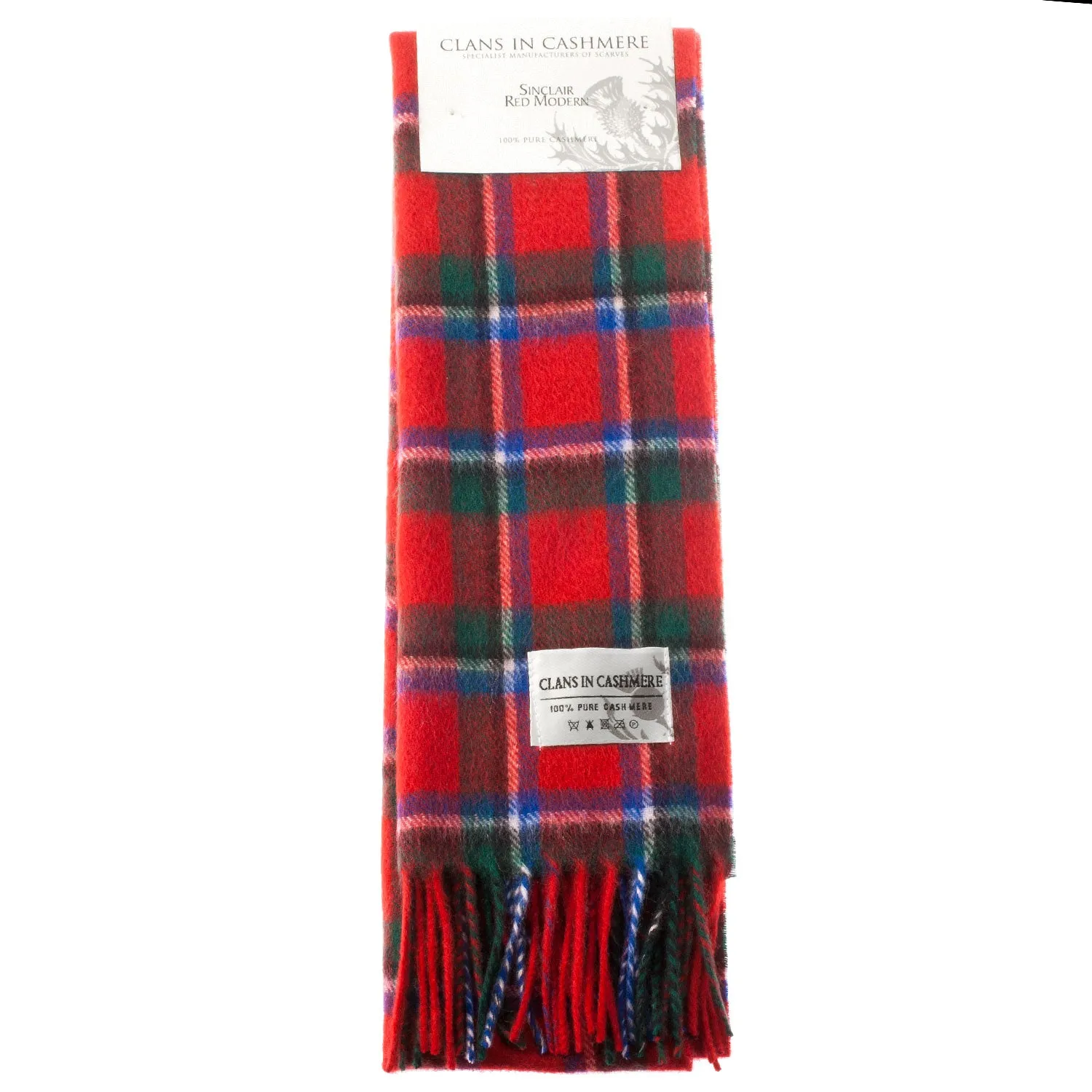 Cashmere Scottish Tartan Clan Scarf  Sinclair Red