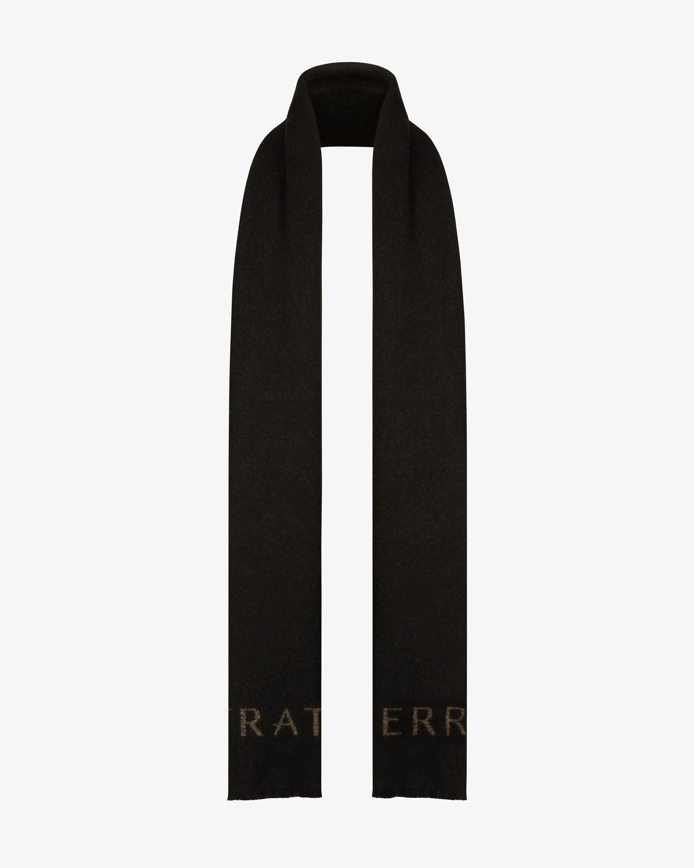 Cashmere Wool Strathberry Logo Scarf - Black/Camel