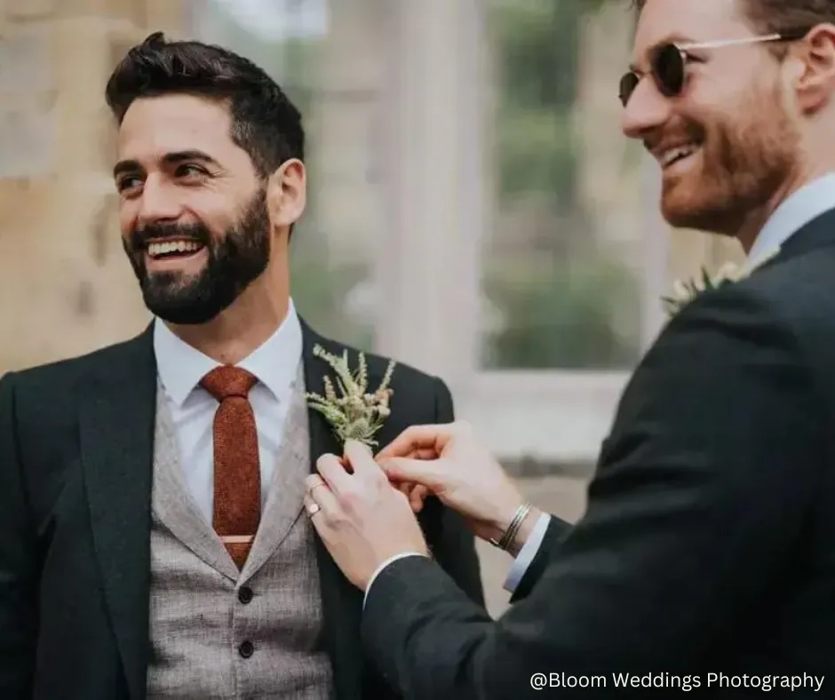 Charlie Burnt Orange Wool Tie, Cream Pocket Square and Silver Tie Pin Set