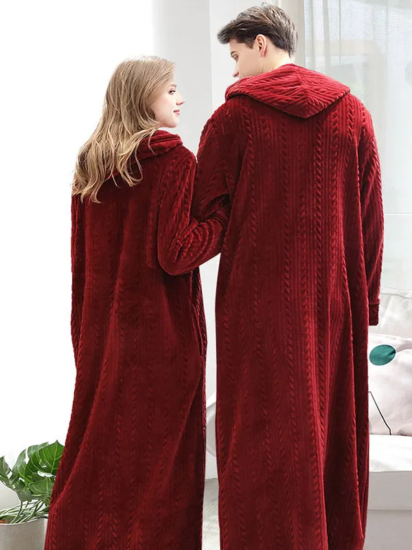 Comfortable Hooded Zipper Warm Pajama Robe