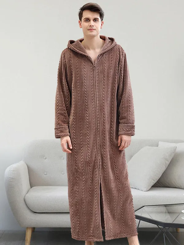 Comfortable Hooded Zipper Warm Pajama Robe