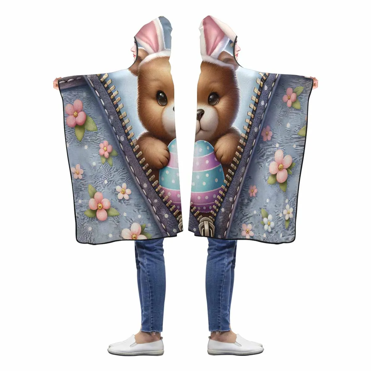 Easter Bear Awd 1304  Hooded Blanket 50"x40"