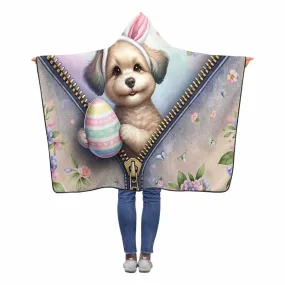 Easter Puppy Awd1310  Hooded Blanket 60"x50"