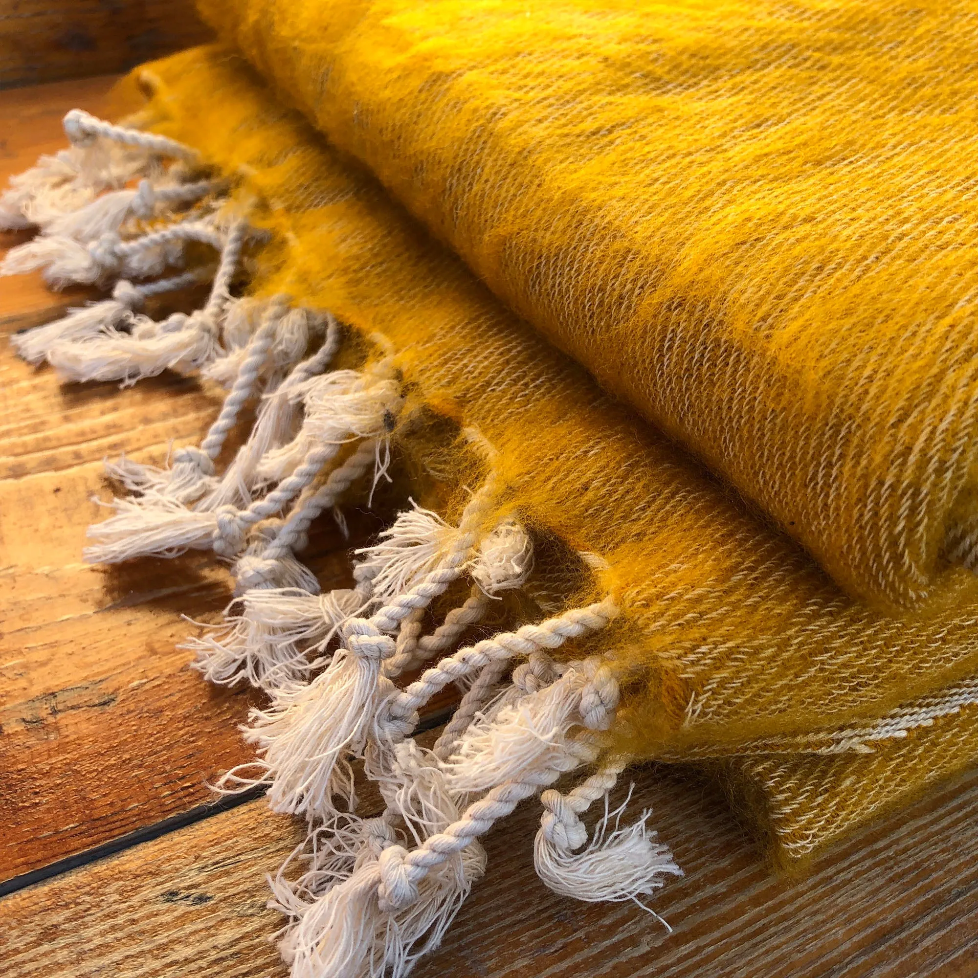 Handmade Nepalese 'Yak Wool' Shawl Mustard Yellow Oversized Scarf / Yoga Blanket