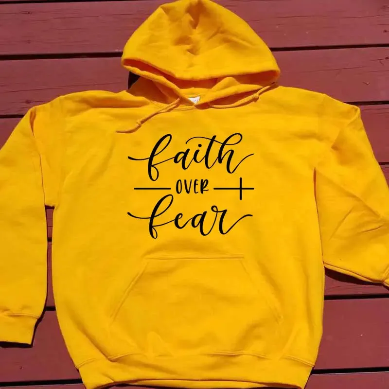 Hooded sweatshirt Faith Over Fear solid color hooded sweatshirt