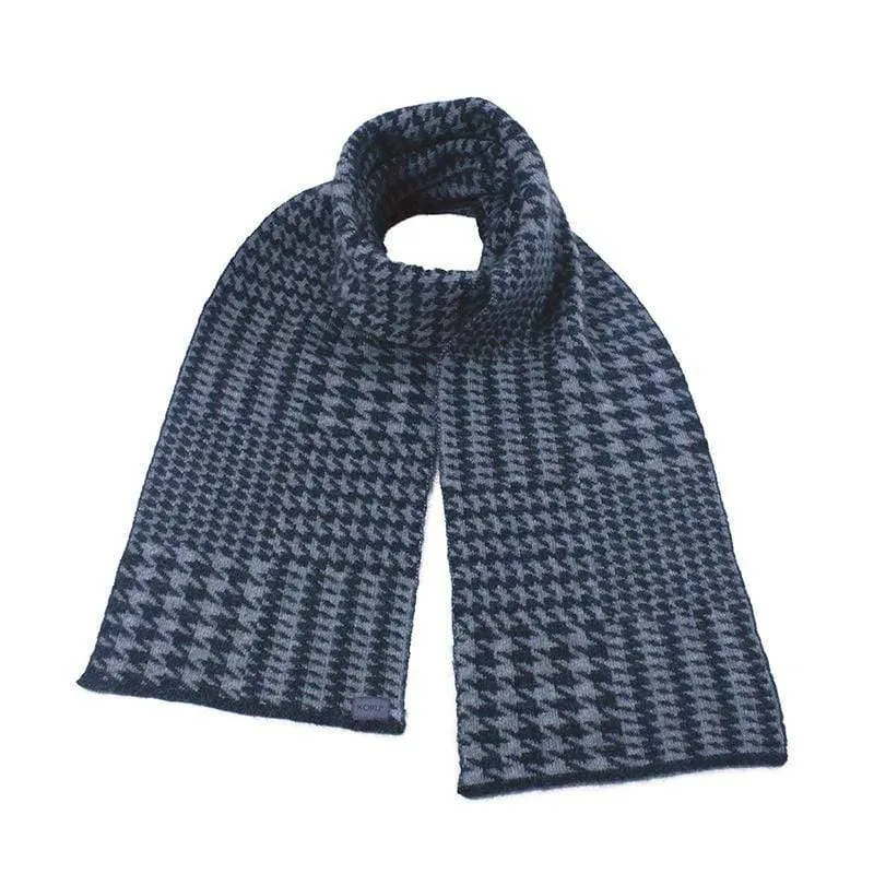 Hounds Tooth Possum Merino Scarf - Charcoal