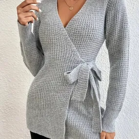 Knitted Lace-up Sweater