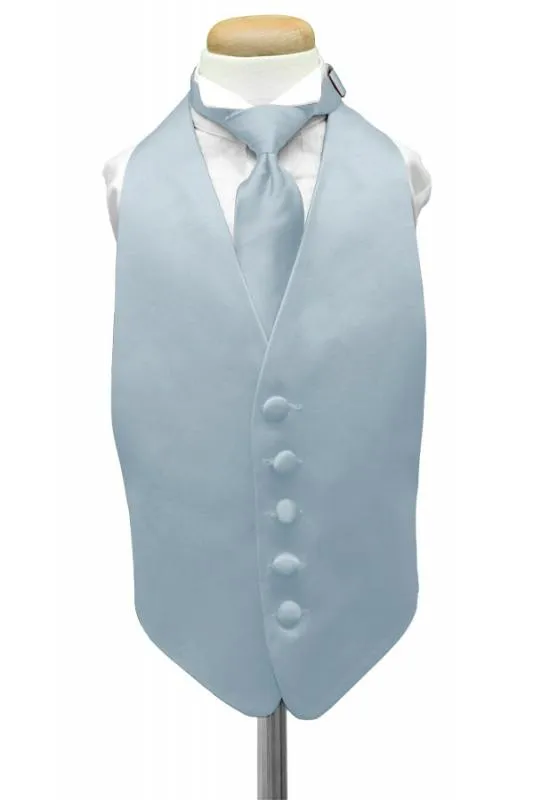 Light Blue Luxury Satin Kids Tuxedo Vest