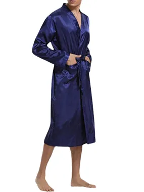 Men Comfortable Mid Long Bathrobe Lightweight Sleepwear Loungewear