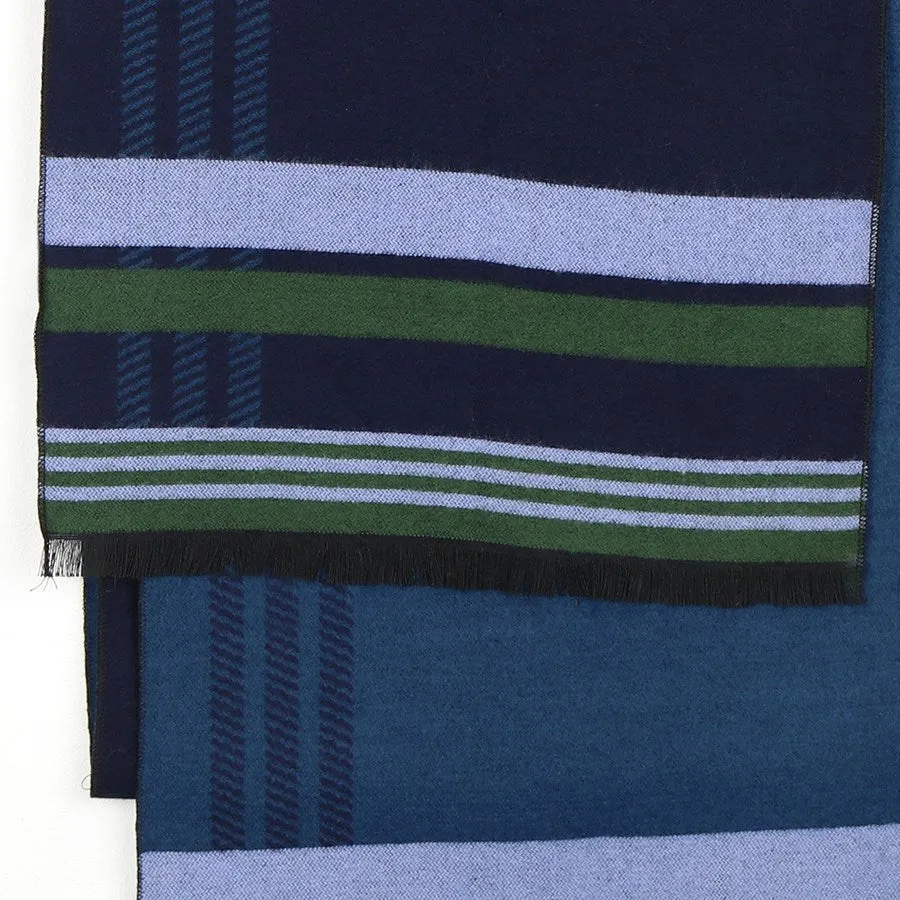 Men's Navy Soft Striped Winter Scarf