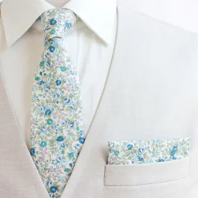 Men's Necktie / Blossoms In Blue