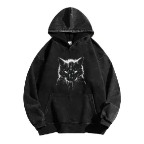 Mens Vintage Black Cat Graphic Hoodies