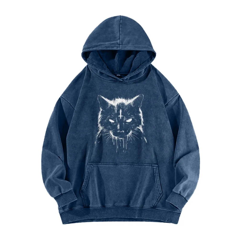 Mens Vintage Black Cat Graphic Hoodies