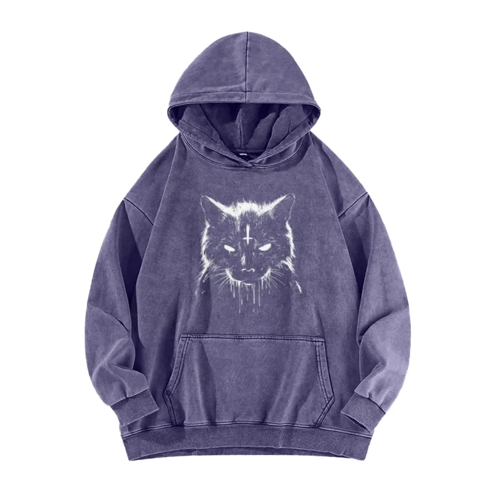 Mens Vintage Black Cat Graphic Hoodies