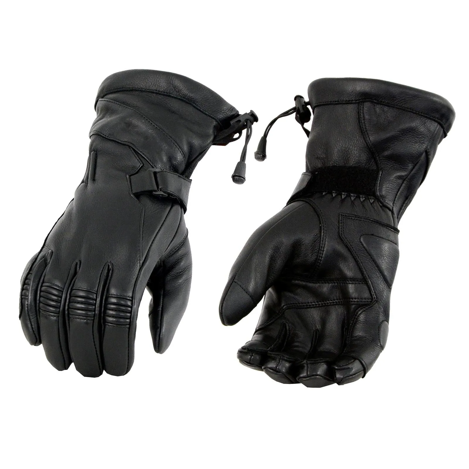 Milwaukee Leather MG7518 Men's Black Deerskin Gauntlet Motorcycle Hand Gloves w/ i-Touch Screen Compatibility