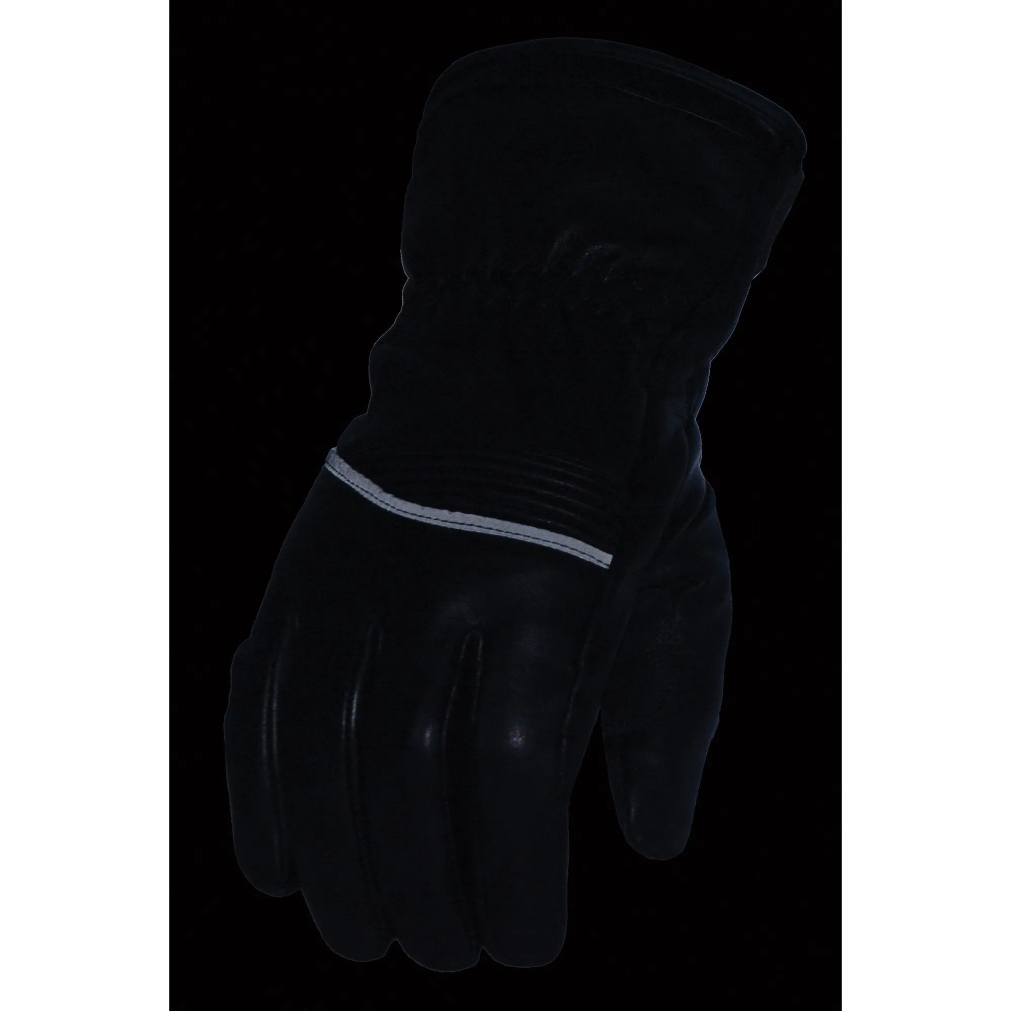 Milwaukee Leather MG7551 Men's Black Cowhide Leather Gauntlet Motorcycle Hand Gloves W/ i-Touch Screen and Waterproof