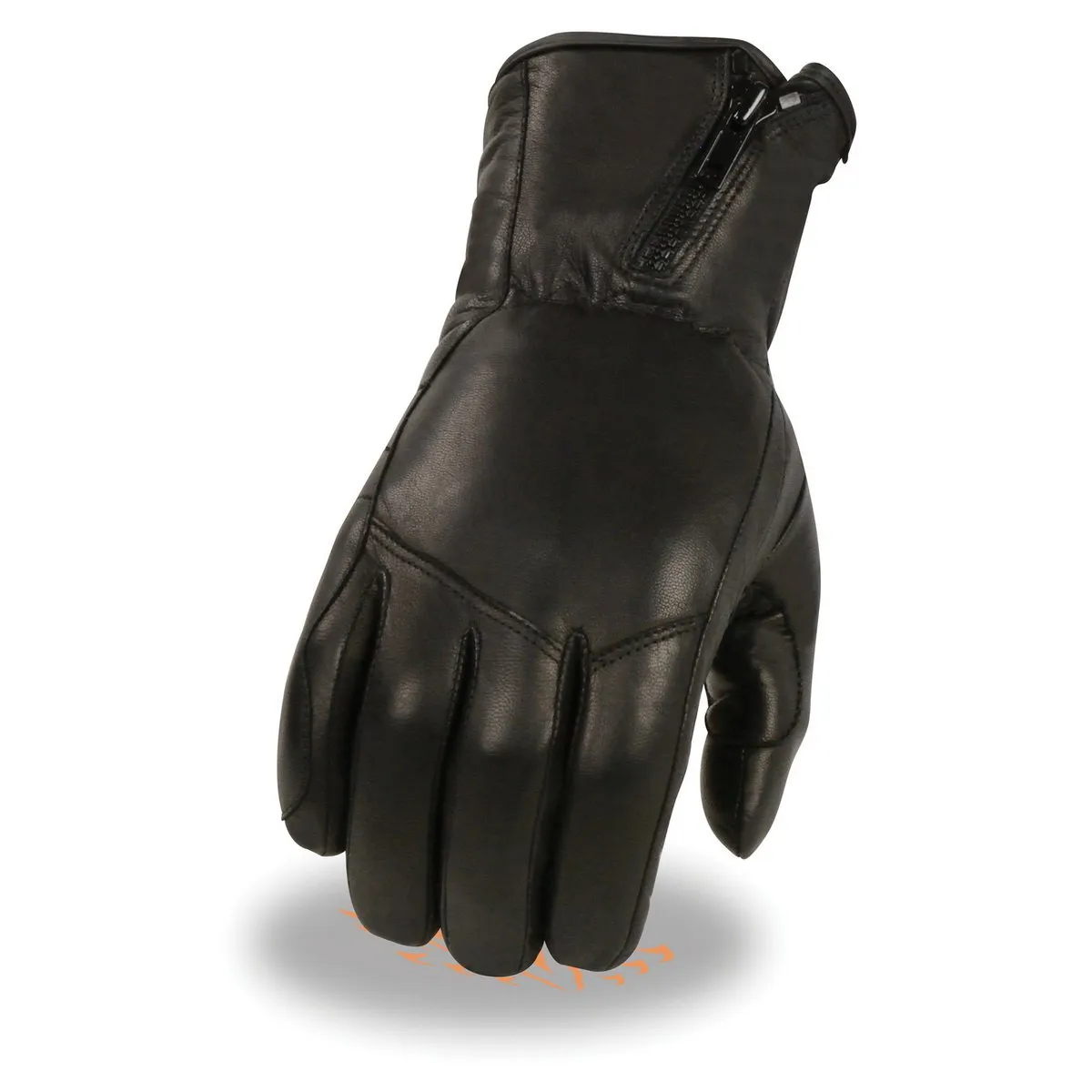 Milwaukee Leather MG7575 Men's Black Premium Leather Long Wrist Gloves with Zipper Top