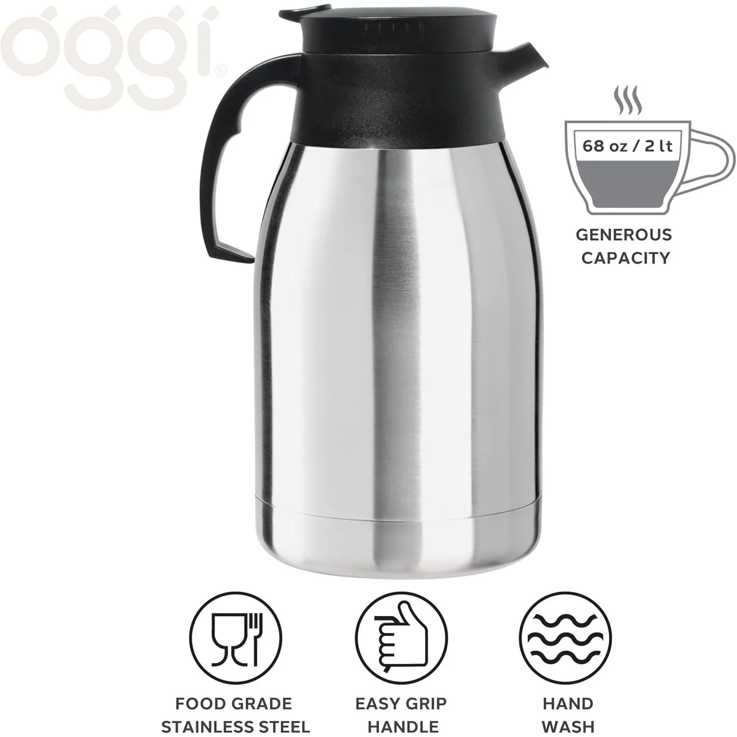 OGGI Coronado Stainless Steel Thermal Coffee Carafe  68oz