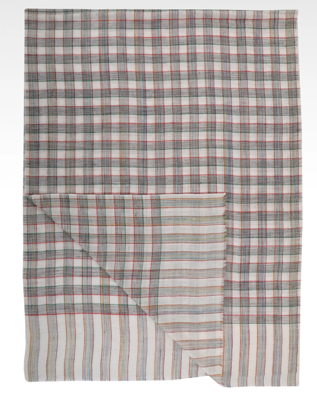 Pashmina Cashmere Wool Scarf Cream Red Green Checks