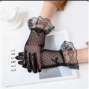 Polka Dot Transparent Gloves Mesh Breathable Thin Lace Gloves Elegant.