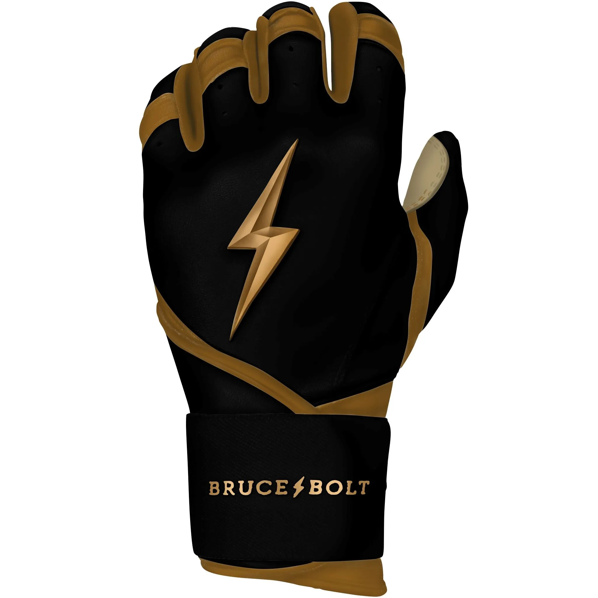 PREMIUM PRO GOLD SERIES Long Cuff Batting Gloves - Gold BLACK