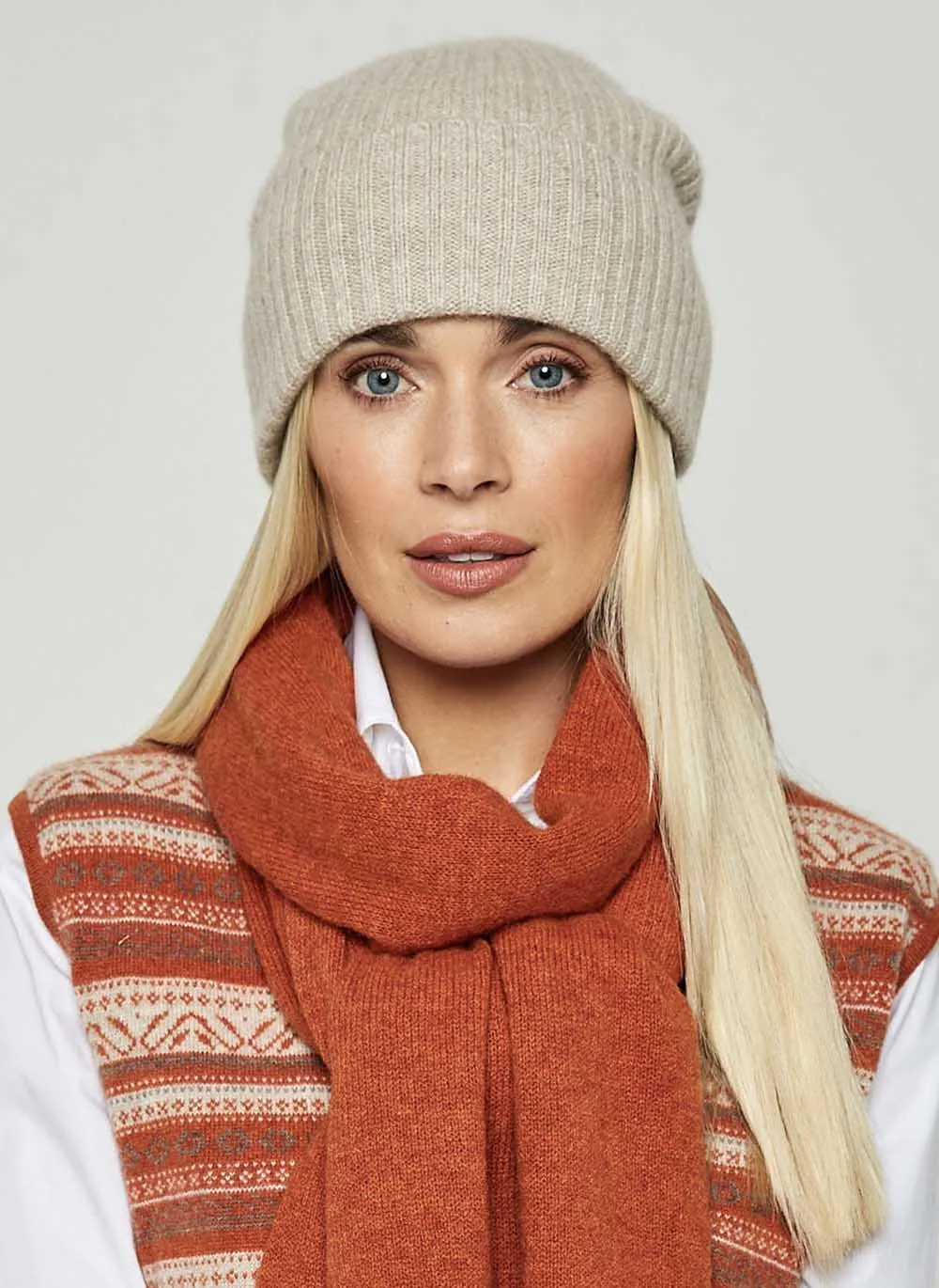 Ribbed Cashmere Hat - Chinchilla