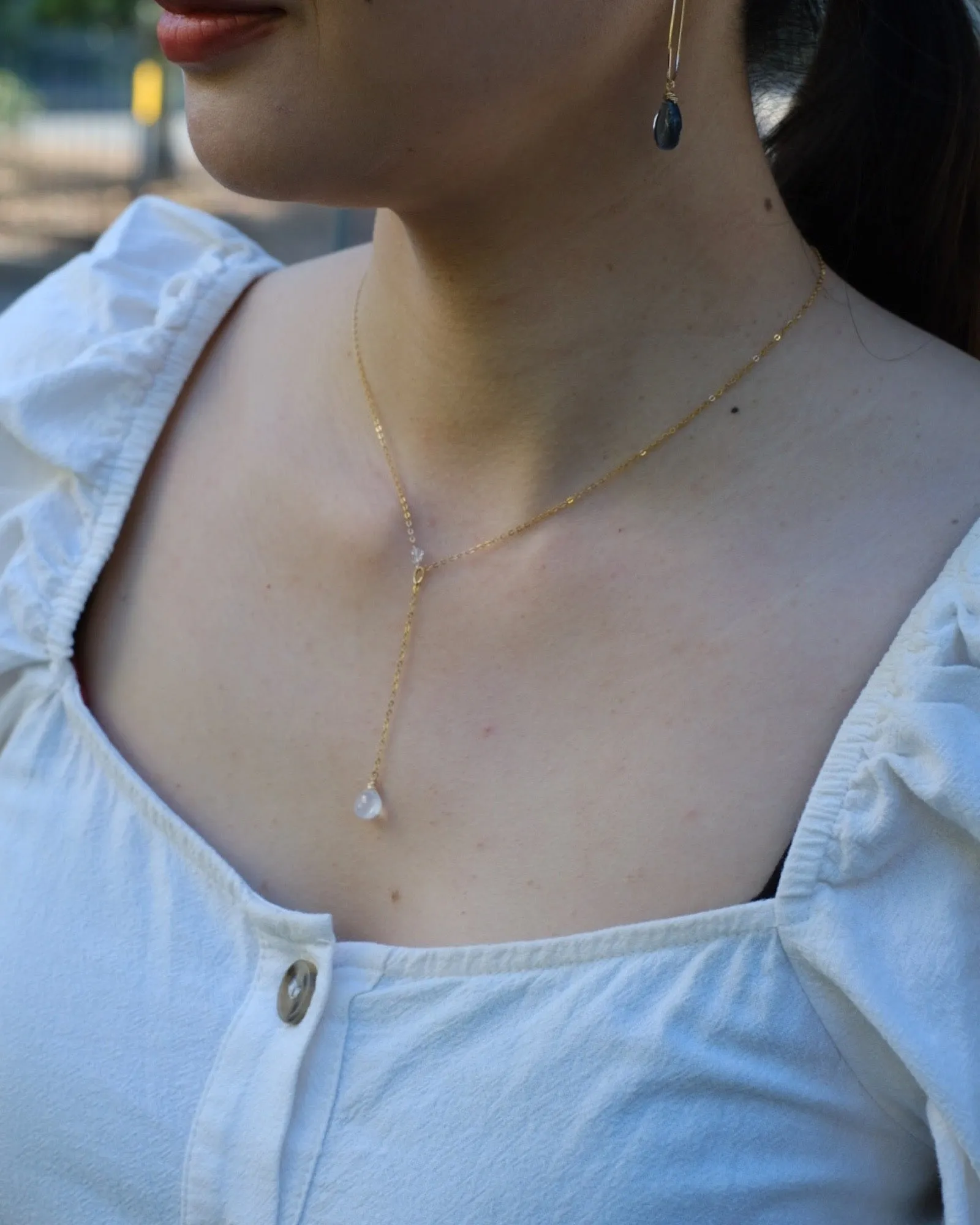 Royal Blue Moonstone Y Necklace