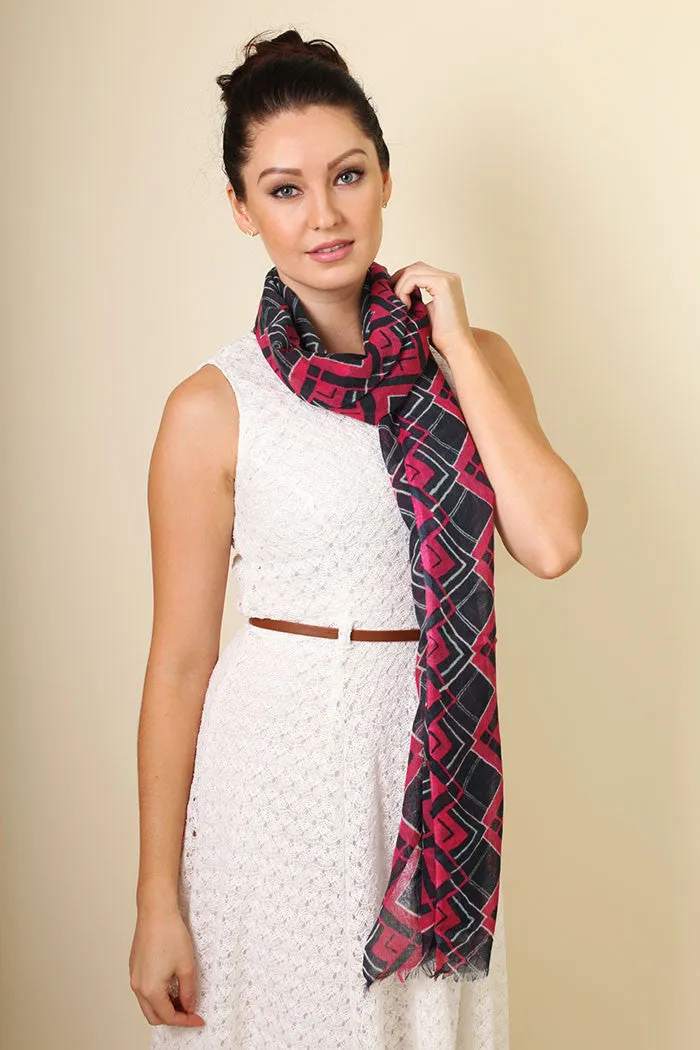 Sarah Geode Chevron Fine Wool Scarf