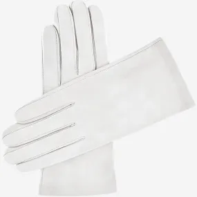 Sofia (white) - Italian lambskin leather gloves with silk lining