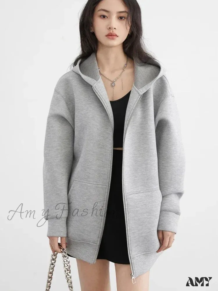 Solid Loose Casual New Trendy Comfortable Stylish Chic Hoodies