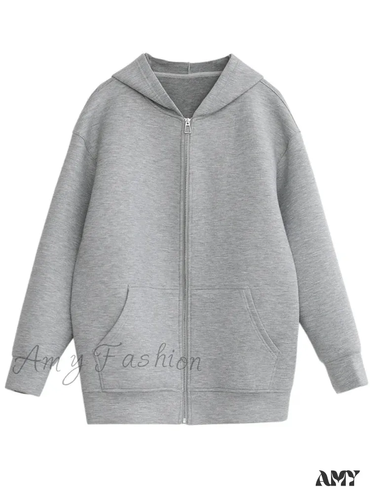 Solid Loose Casual New Trendy Comfortable Stylish Chic Hoodies