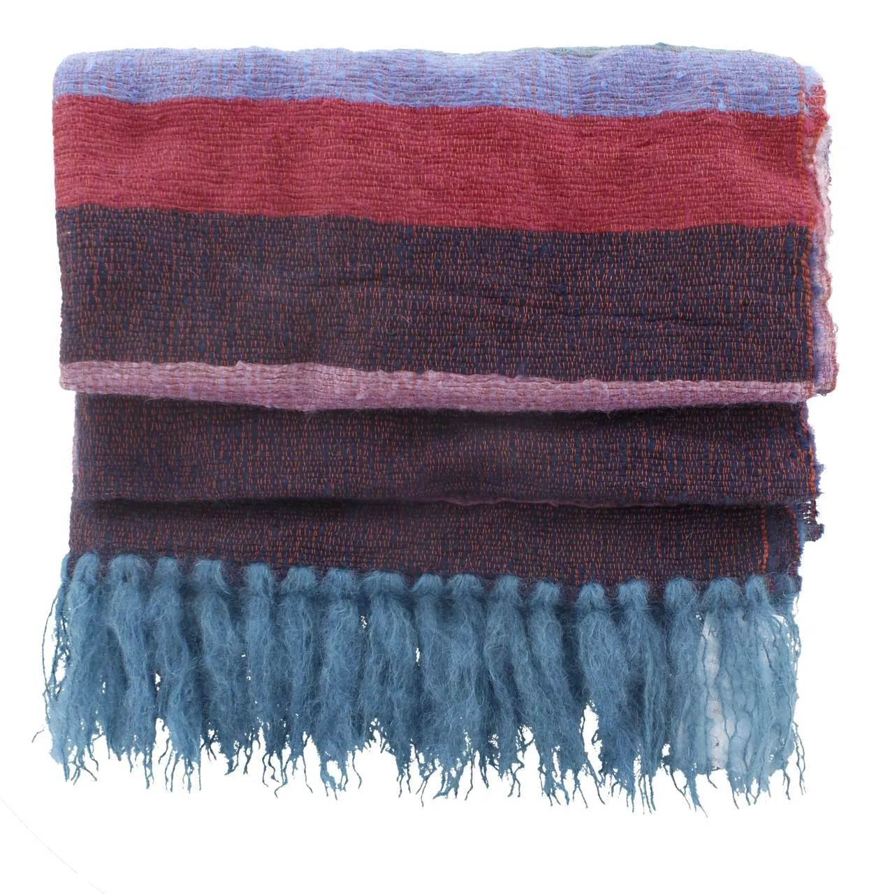 Striped Fluffy Brushed Mohair Shawl