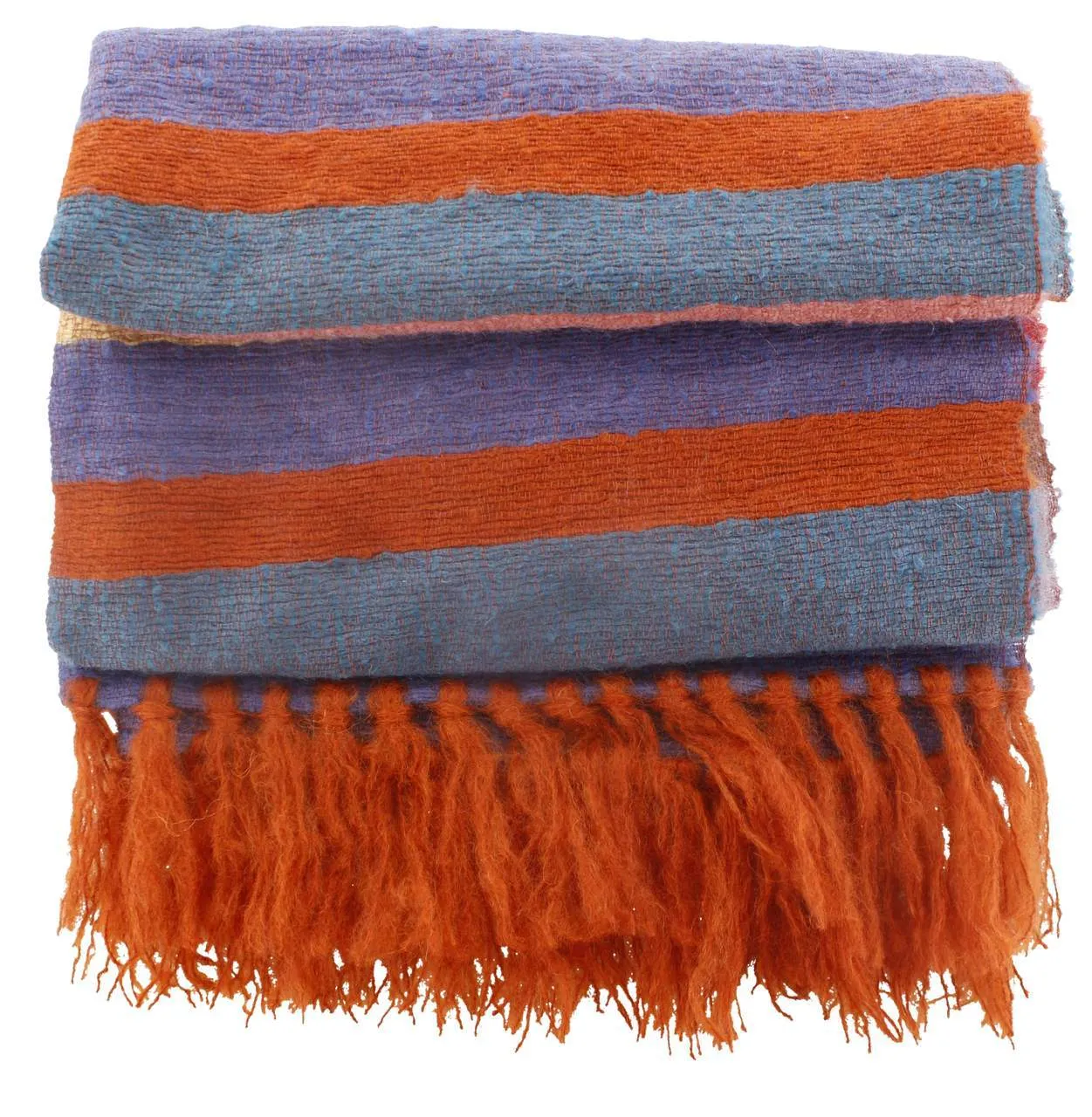 Striped Fluffy Brushed Mohair Shawl