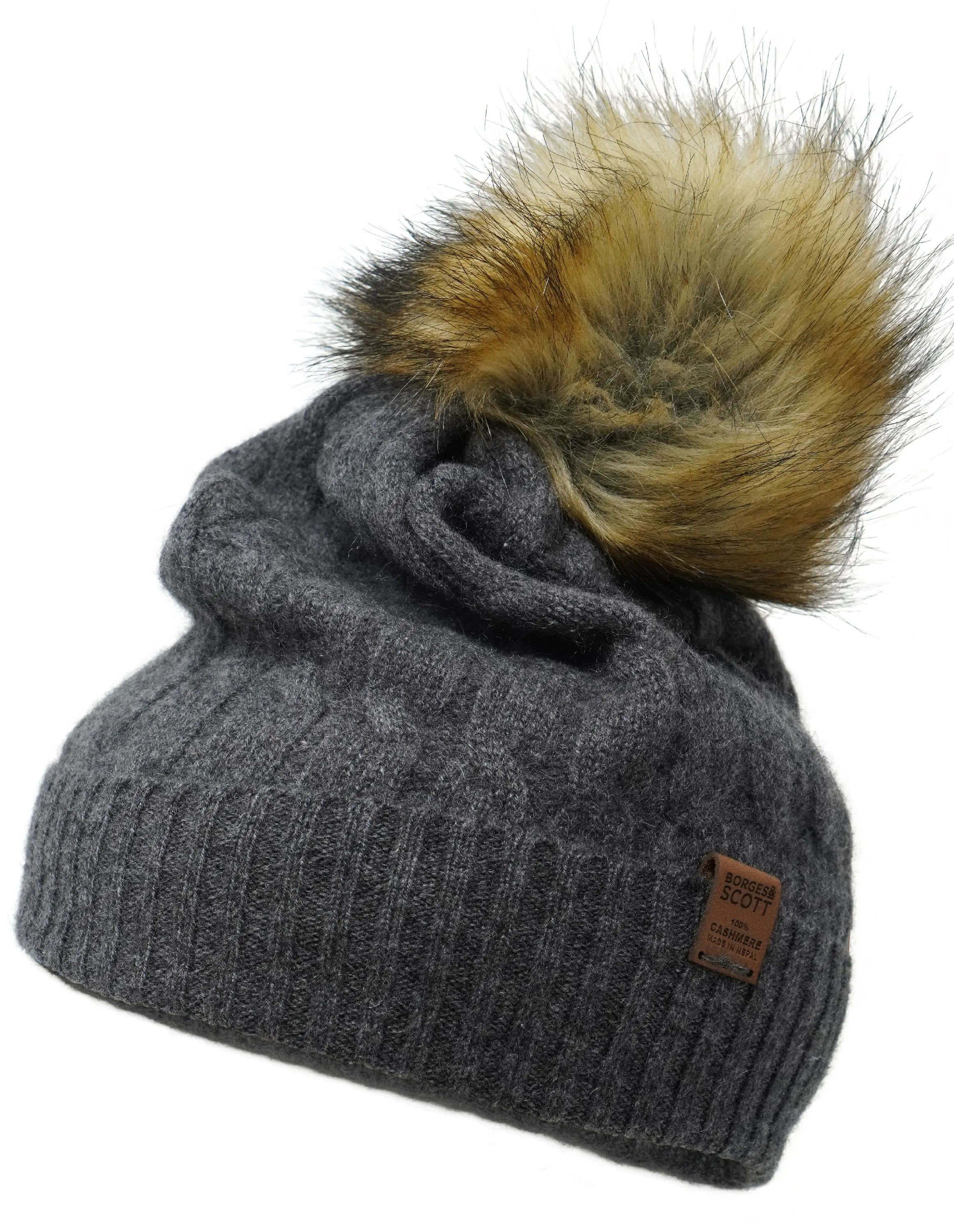 The Meribel - 100% Cashmere - Removeable Bobble Hat