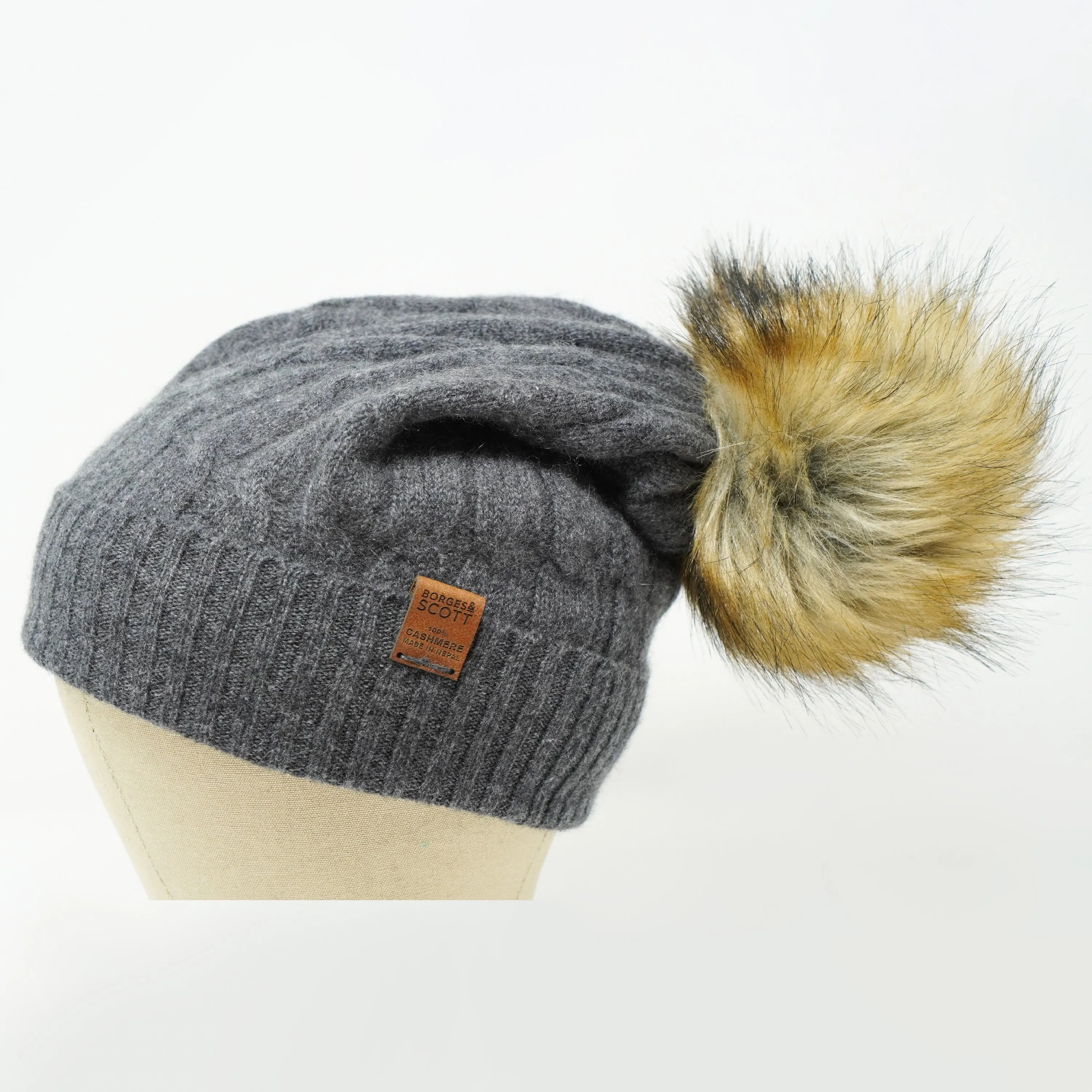 The Meribel - 100% Cashmere - Removeable Bobble Hat